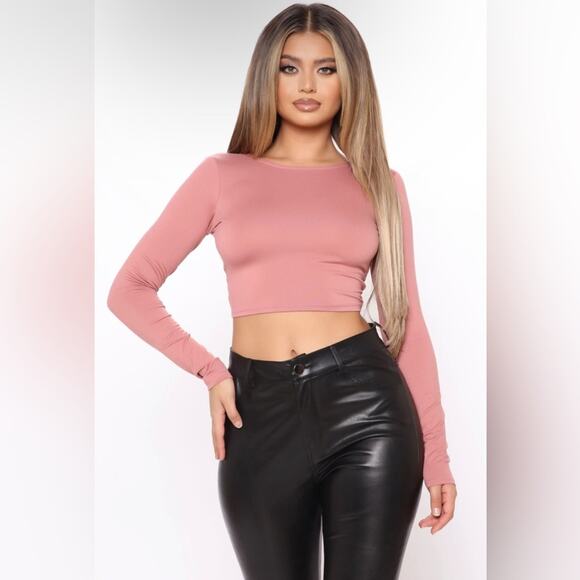 FASHION NOVA Anisa Open Back Long Sleeve Rose Top Size 2X - Picture 1 of 11